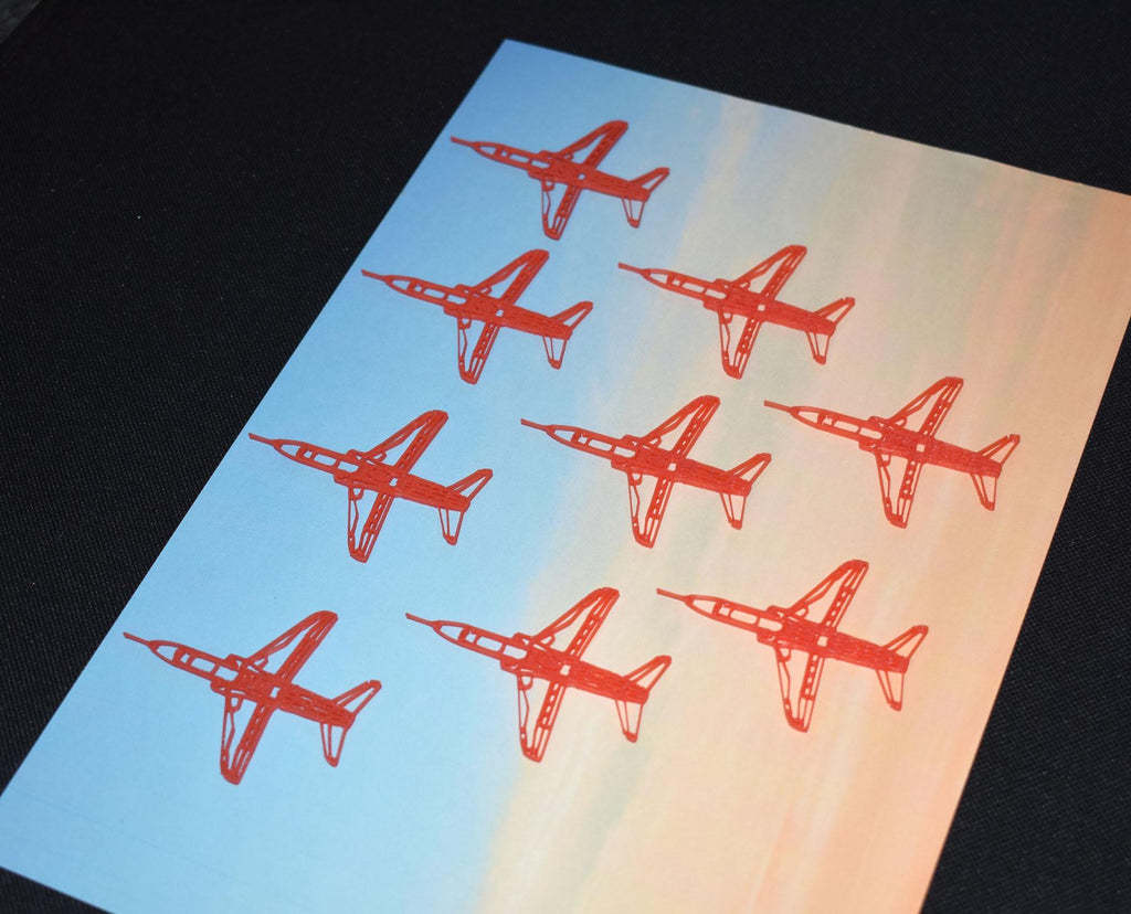 3D Printed Red Arrows Hawk T.1 (9 Aircraft), DIY Formation Wall Art Bundle