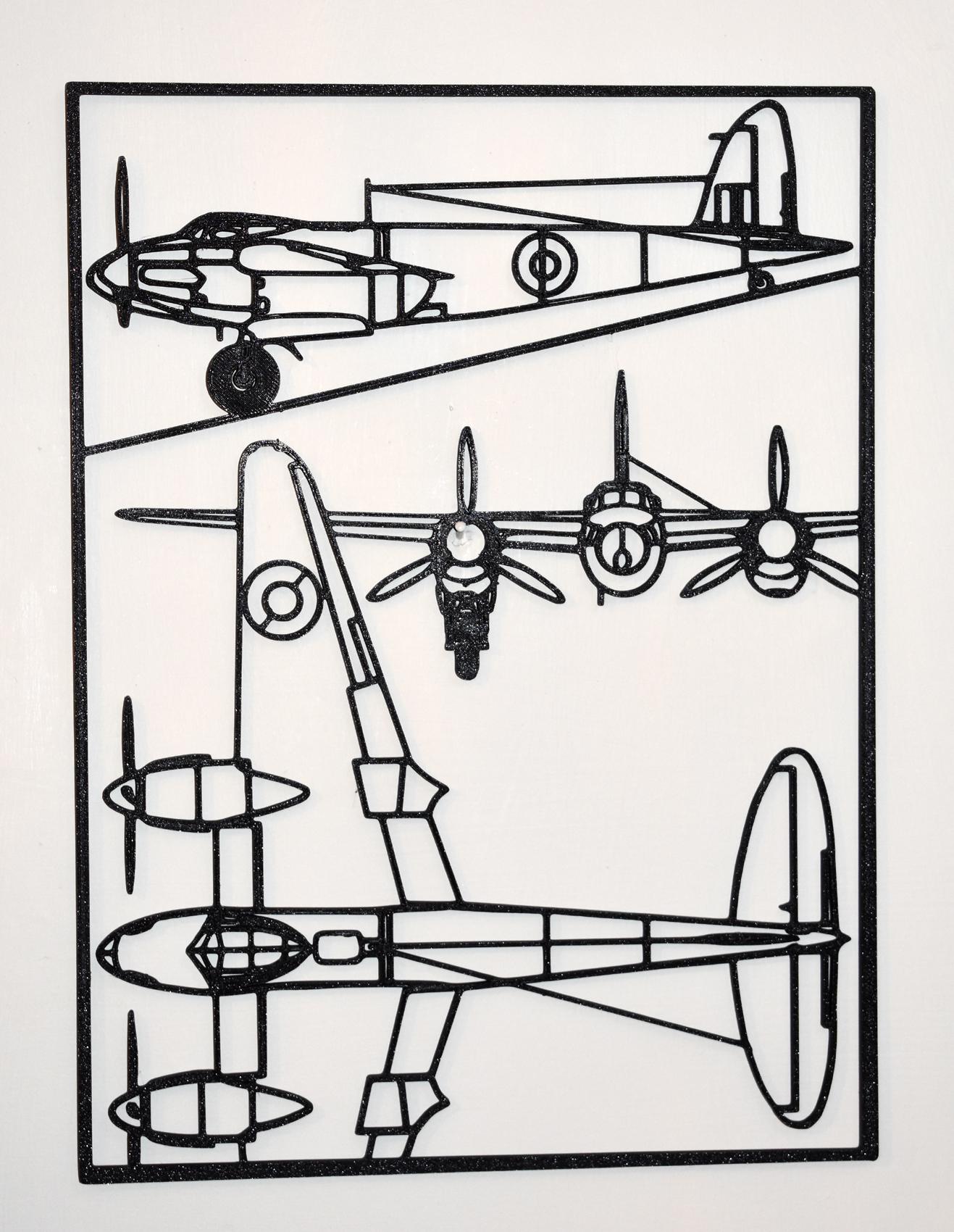 de Havilland Mosquito Bomber Three-View Wall Art