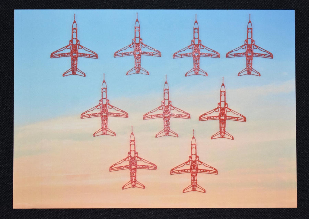 3D Printed Red Arrows Hawk T.1 (9 Aircraft), DIY Formation Wall Art Bundle